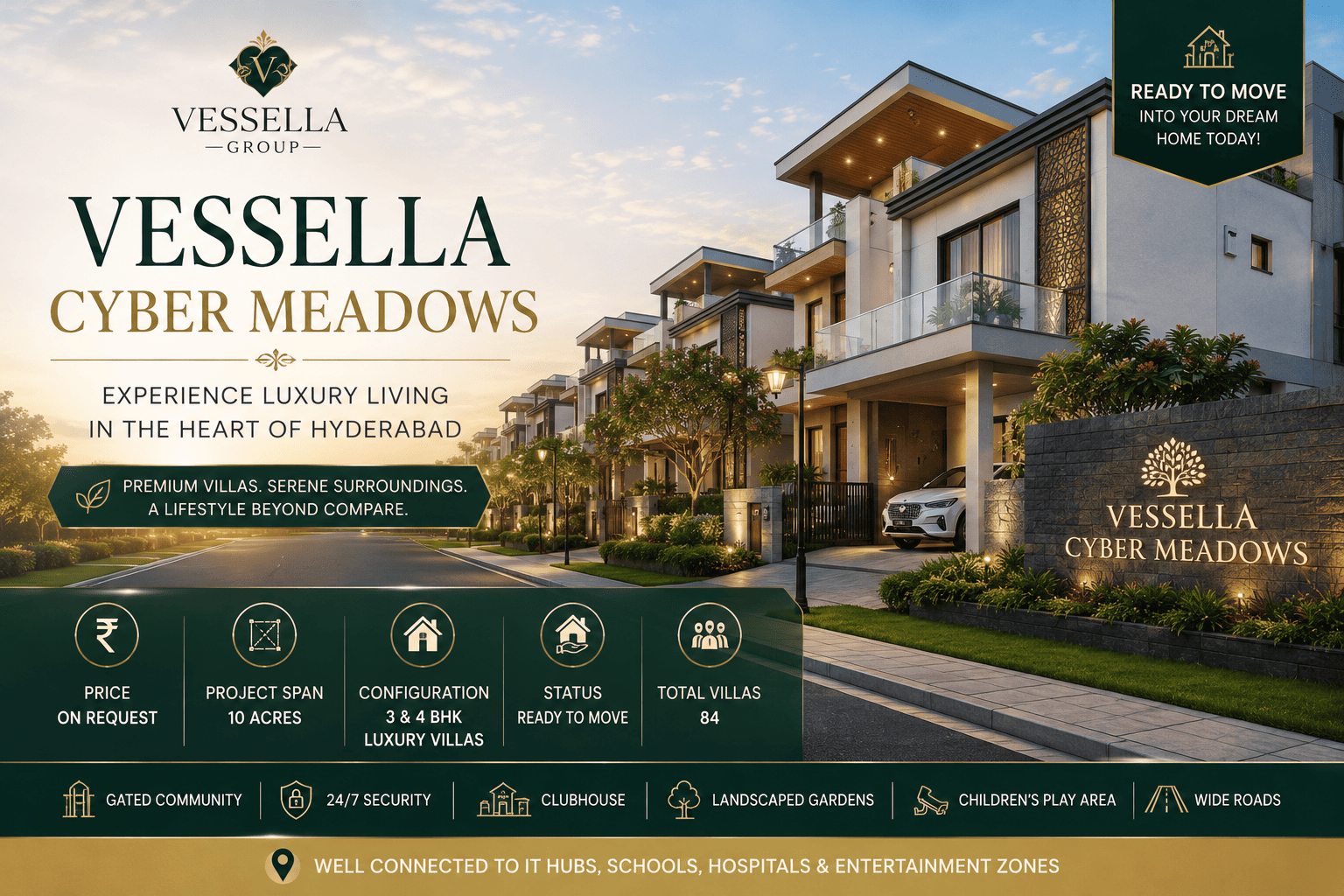 Vessella Cyber Meadows - Premium Luxury Villas in Kondapur Hyderabad