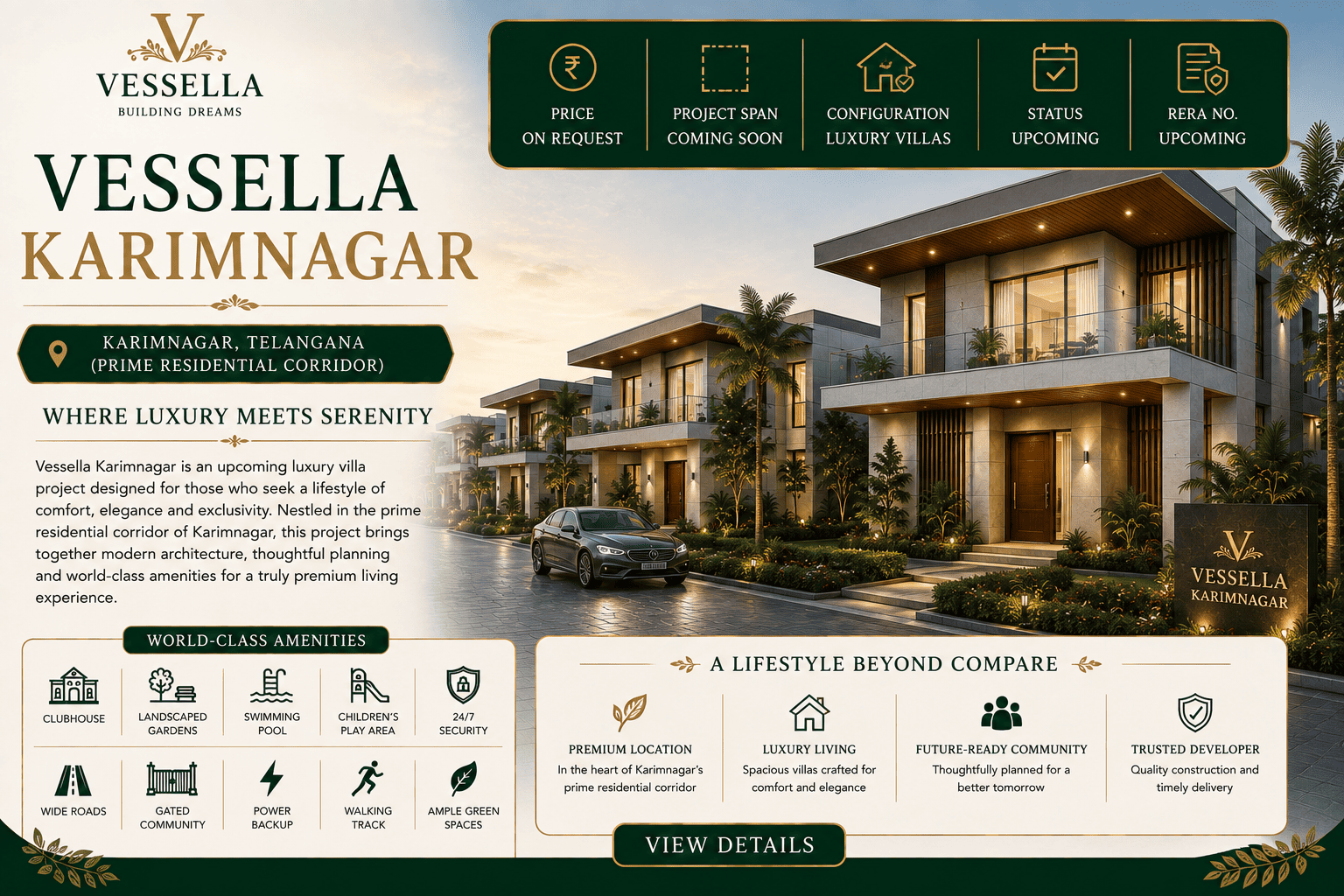 Vessella Karimnagar - Upcoming Premium Luxury Villas in Karimnagar
