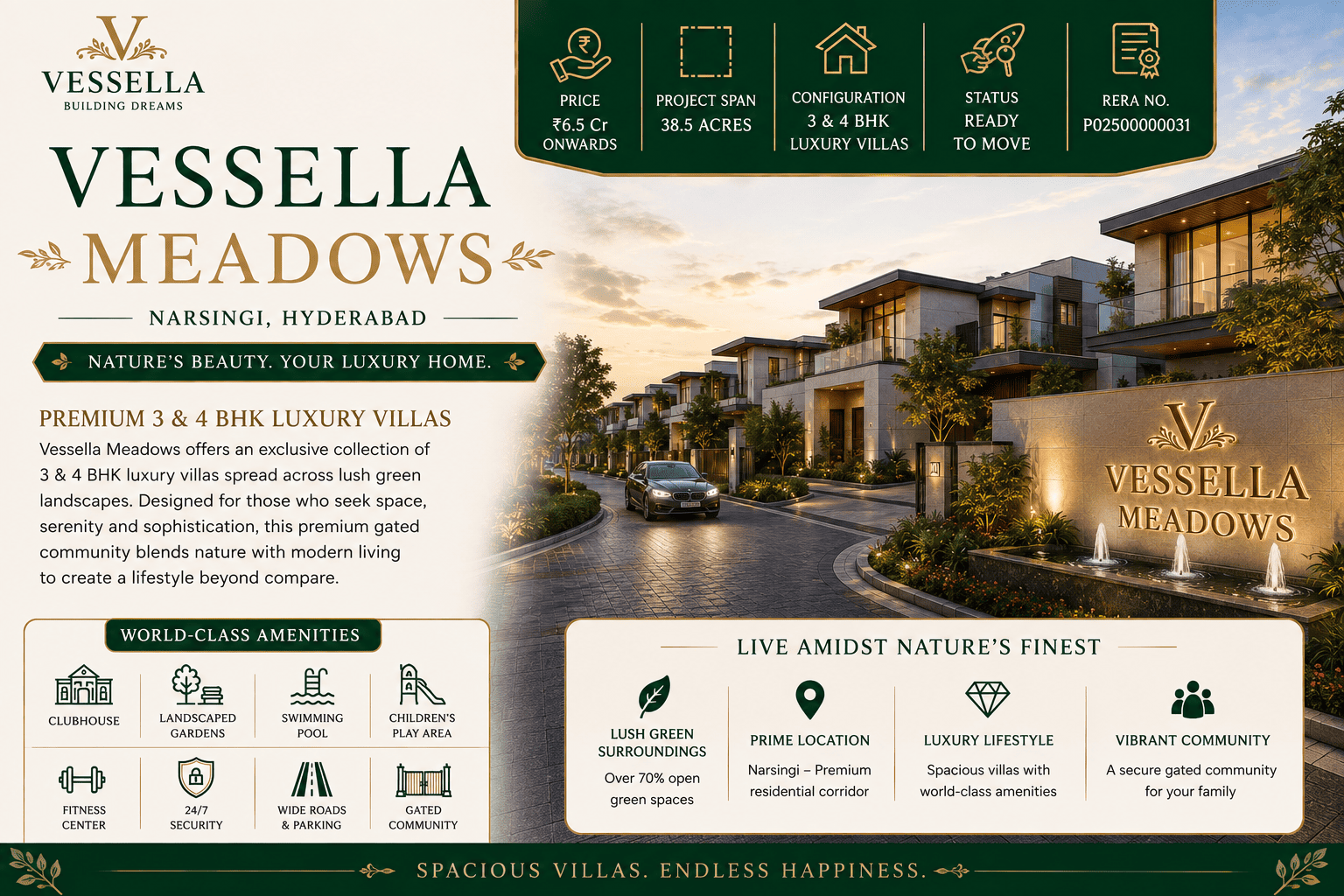 Vessella Meadows - Premium Luxury Villas in Narsingi Hyderabad