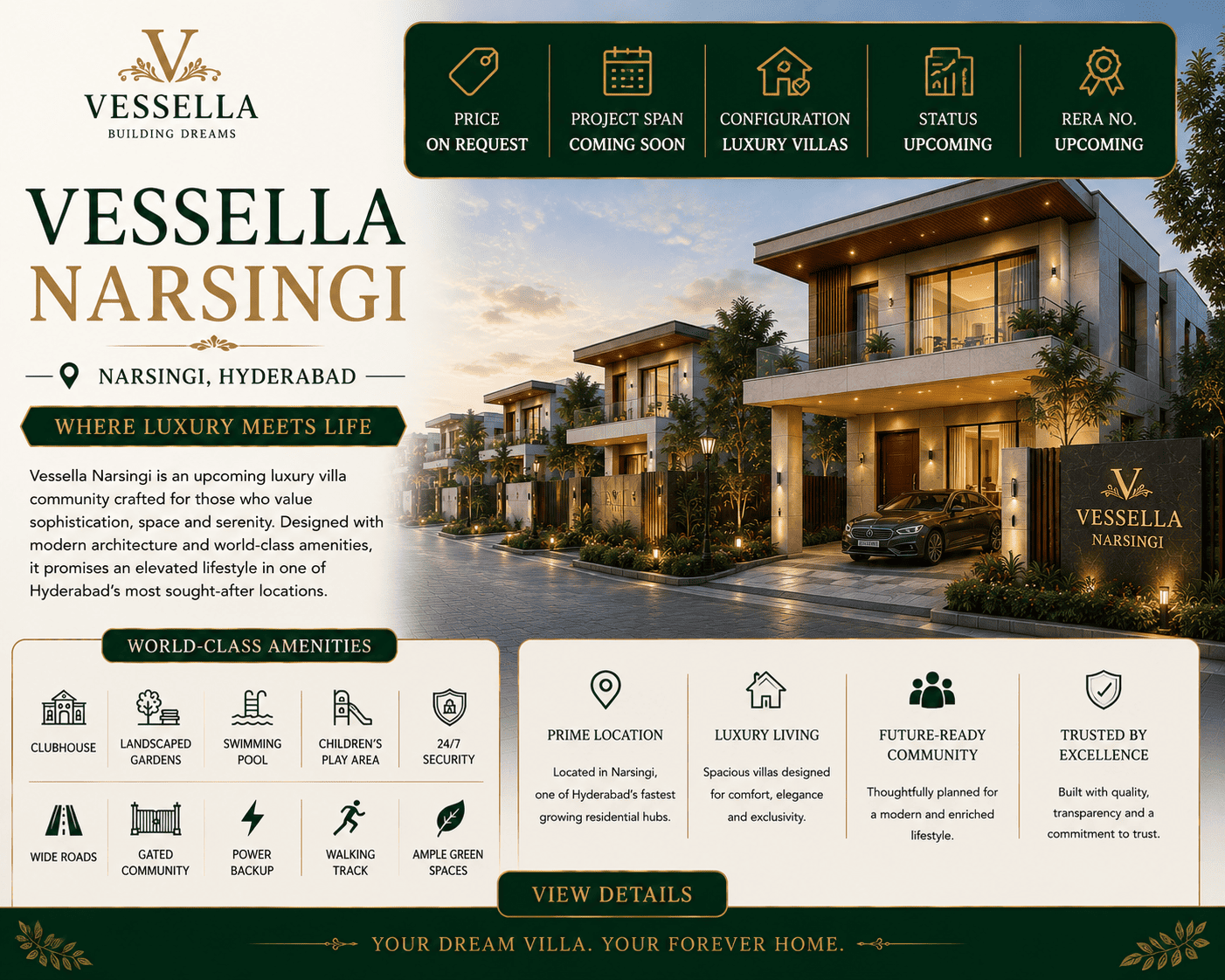 Vessella Narsingi - Upcoming Luxury Villas in Narsingi Hyderabad