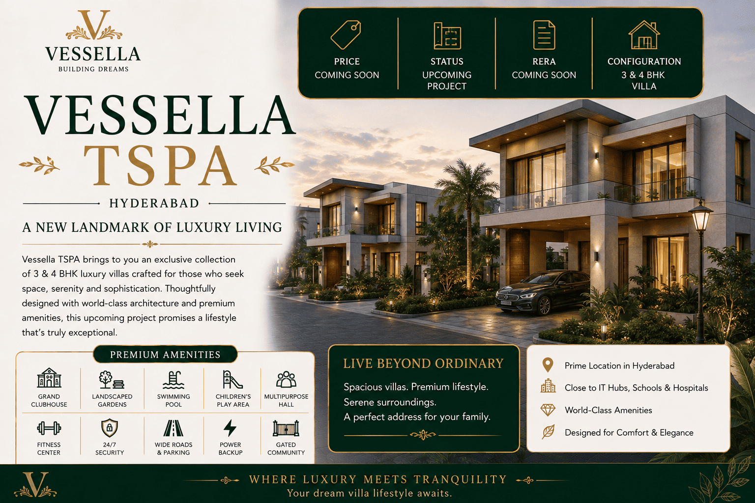 Vessella TSPA - Upcoming Luxury Villas in Narsingi Hyderabad